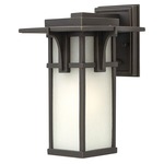 Manhattan 120V Outdoor Wall Light - Oil Rubbed Bronze / Etched White Seedy