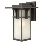 Manhattan 120V Outdoor Wall Light - Oil Rubbed Bronze / Etched White Seedy