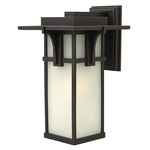 Manhattan 120V Outdoor Wall Light - Oil Rubbed Bronze / Etched White Seedy