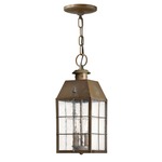 Nantucket Outdoor Pendant - Aged Brass / Clear Seedy