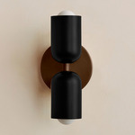 Up Down Slim Wall Sconce - Patina Brass Canopy / Black Upper Shade