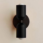 Up Down Slim Wall Sconce - Blackened Brass Canopy / Black Upper Shade