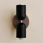 Up Down Slim Wall Sconce - Pewter Canopy / Black Upper Shade