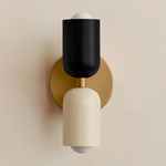 Up Down Slim Wall Sconce - Brass Canopy / Black Upper Shade