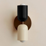 Up Down Slim Wall Sconce - Patina Brass Canopy / Black Upper Shade