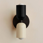 Up Down Slim Wall Sconce - Blackened Brass Canopy / Black Upper Shade