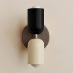 Up Down Slim Wall Sconce - Pewter Canopy / Black Upper Shade