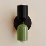 Up Down Slim Wall Sconce - Blackened Brass Canopy / Black Upper Shade