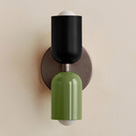Up Down Slim Wall Sconce - Pewter Canopy / Black Upper Shade