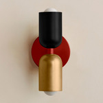 Up Down Slim Wall Sconce - Oxide Red Canopy / Black Upper Shade