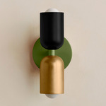 Up Down Slim Wall Sconce - Reed Green Canopy / Black Upper Shade