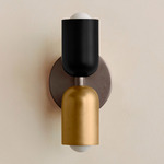 Up Down Slim Wall Sconce - Pewter Canopy / Black Upper Shade