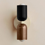 Up Down Slim Wall Sconce - Bone Canopy / Black Upper Shade