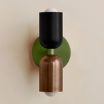 Up Down Slim Wall Sconce - Reed Green Canopy / Black Upper Shade