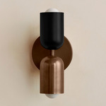 Up Down Slim Wall Sconce - Patina Brass Canopy / Black Upper Shade