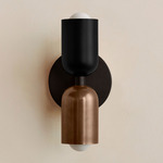Up Down Slim Wall Sconce - Blackened Brass Canopy / Black Upper Shade