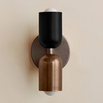 Up Down Slim Wall Sconce - Pewter Canopy / Black Upper Shade