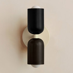 Up Down Slim Wall Sconce - Bone Canopy / Black Upper Shade