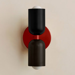Up Down Slim Wall Sconce - Oxide Red Canopy / Black Upper Shade