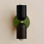 Up Down Slim Wall Sconce - Reed Green Canopy / Black Upper Shade
