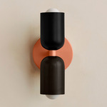 Up Down Slim Wall Sconce - Peach Canopy / Black Upper Shade