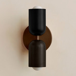 Up Down Slim Wall Sconce - Patina Brass Canopy / Black Upper Shade