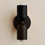 Up Down Slim Wall Sconce - Blackened Brass Canopy / Black Upper Shade