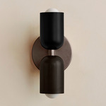 Up Down Slim Wall Sconce - Pewter Canopy / Black Upper Shade