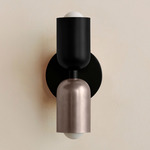 Up Down Slim Wall Sconce - Black Canopy / Black Upper Shade