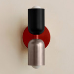 Up Down Slim Wall Sconce - Oxide Red Canopy / Black Upper Shade
