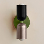 Up Down Slim Wall Sconce - Reed Green Canopy / Black Upper Shade
