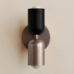 Up Down Slim Wall Sconce - Pewter Canopy / Black Upper Shade
