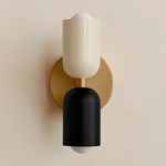Up Down Slim Wall Sconce - Brass Canopy / Bone Upper Shade