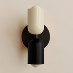Up Down Slim Wall Sconce - Blackened Brass Canopy / Bone Upper Shade