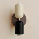 Up Down Slim Wall Sconce - Pewter Canopy / Bone Upper Shade