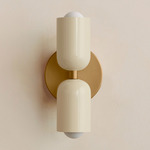 Up Down Slim Wall Sconce - Brass Canopy / Bone Upper Shade