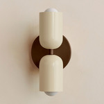 Up Down Slim Wall Sconce - Patina Brass Canopy / Bone Upper Shade