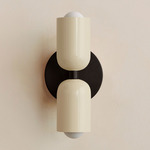 Up Down Slim Wall Sconce - Blackened Brass Canopy / Bone Upper Shade
