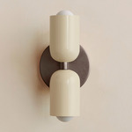 Up Down Slim Wall Sconce - Pewter Canopy / Bone Upper Shade