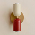Up Down Slim Wall Sconce - Brass Canopy / Bone Upper Shade