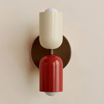 Up Down Slim Wall Sconce - Patina Brass Canopy / Bone Upper Shade