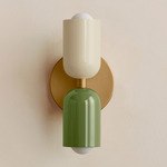 Up Down Slim Wall Sconce - Brass Canopy / Bone Upper Shade