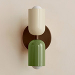 Up Down Slim Wall Sconce - Patina Brass Canopy / Bone Upper Shade