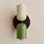 Up Down Slim Wall Sconce - Blackened Brass Canopy / Bone Upper Shade