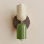 Up Down Slim Wall Sconce - Pewter Canopy / Bone Upper Shade