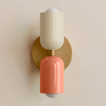 Up Down Slim Wall Sconce - Brass Canopy / Bone Upper Shade