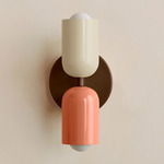 Up Down Slim Wall Sconce - Patina Brass Canopy / Bone Upper Shade