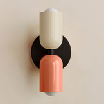 Up Down Slim Wall Sconce - Blackened Brass Canopy / Bone Upper Shade