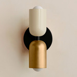 Up Down Slim Wall Sconce - Black Canopy / Bone Upper Shade