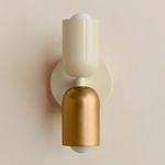 Up Down Slim Wall Sconce - Bone Canopy / Bone Upper Shade